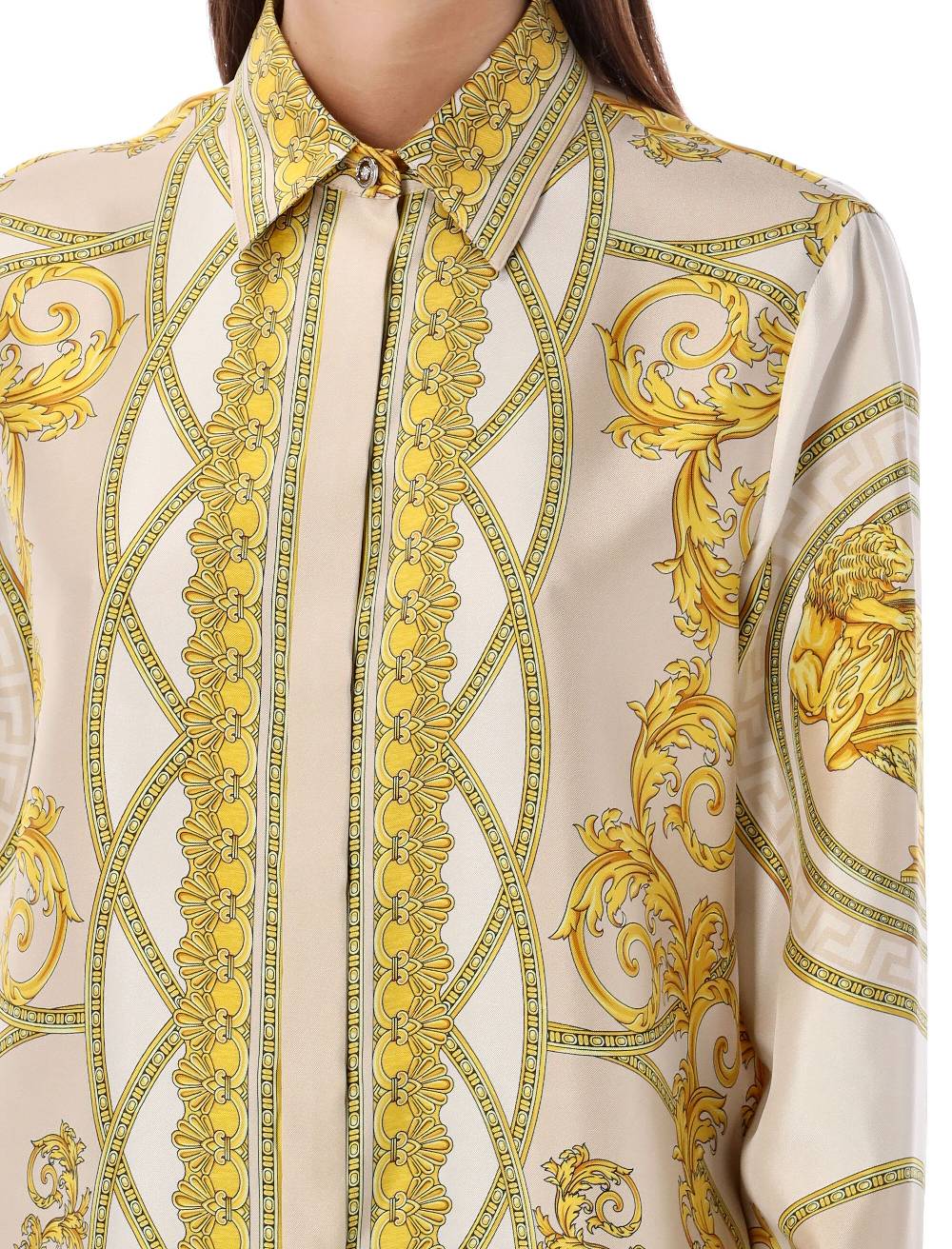 VERSACE  Camicia in Seta Beige Versace Coupe de Deaux - Abbigliamento Donna Italy