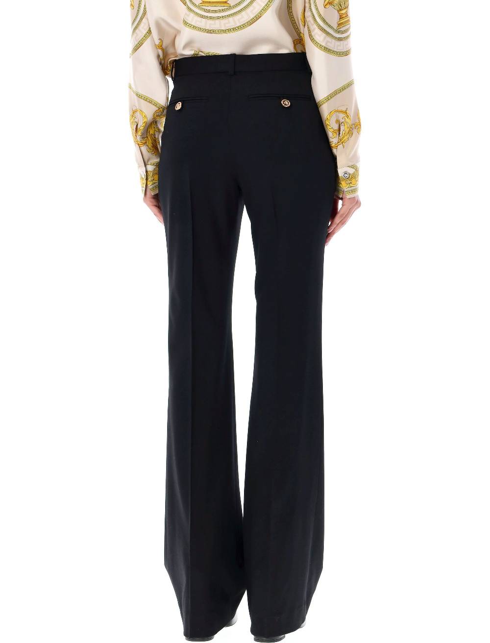 VERSACE  Pantaloni Svasati in Lana a Vita Alta Versace Italia