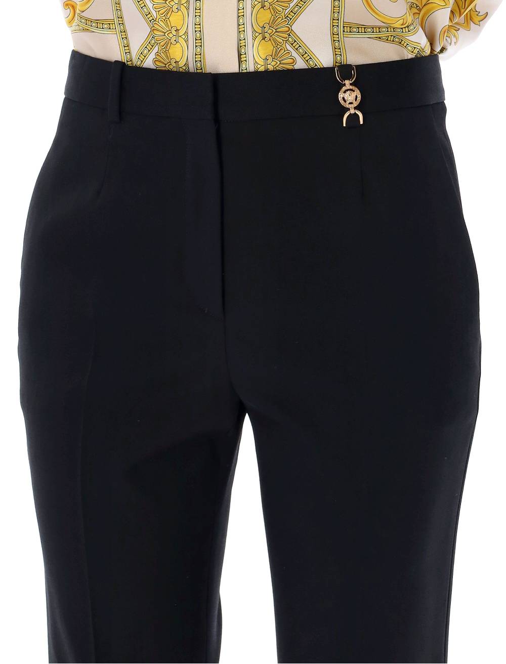 VERSACE  Pantaloni Svasati in Lana a Vita Alta Versace Italia