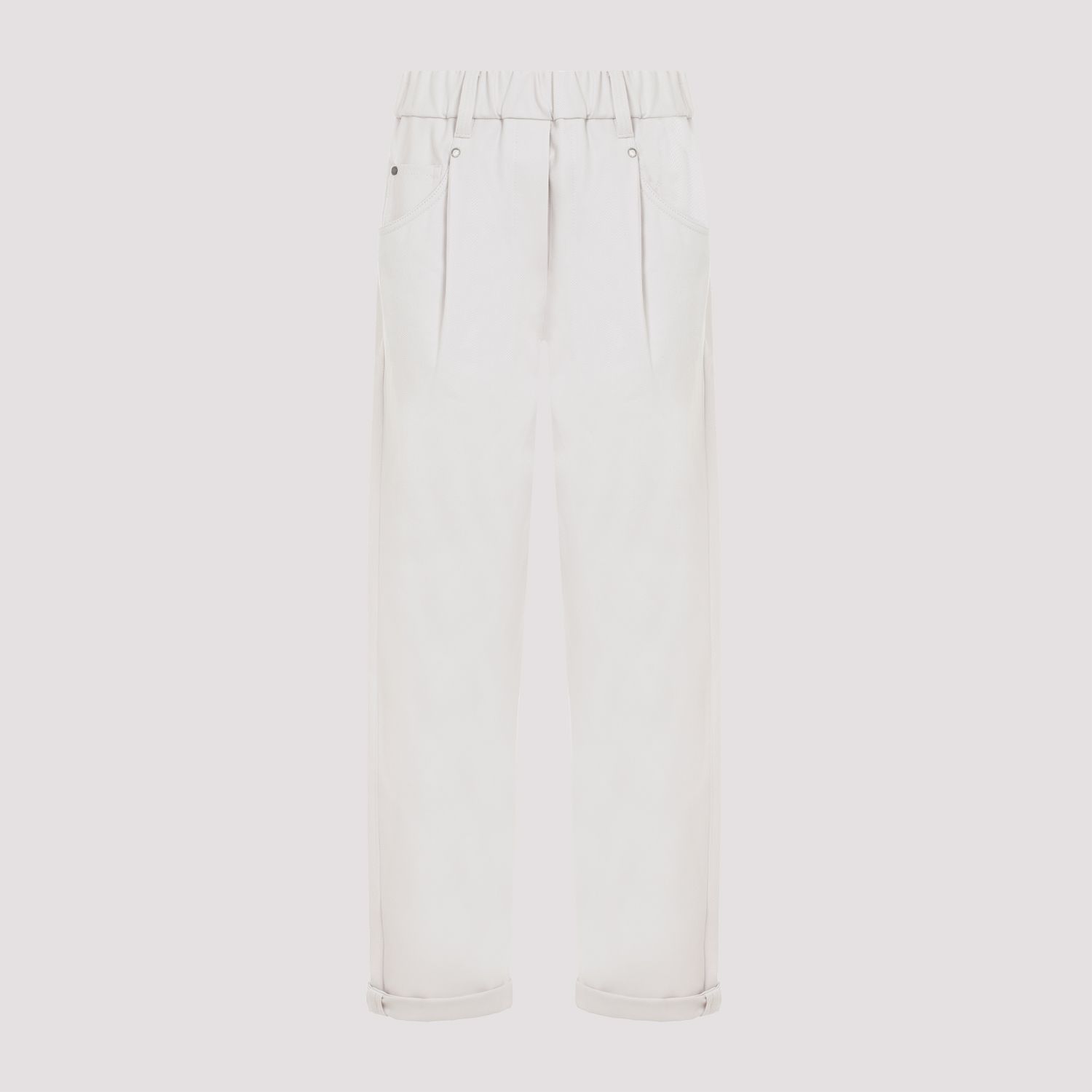 BRUNELLO CUCINELLI  Pantaloni in Cotone Elasticizzato Brunello Cucinelli - Color Carne In Linea