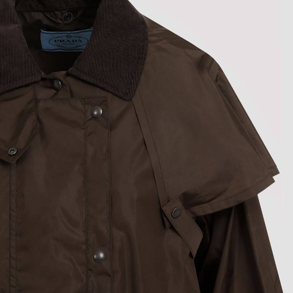 PRADA  Giacca da Donna Prada Marrone con Collo in Velluto a Coste in Poliammide Vendita