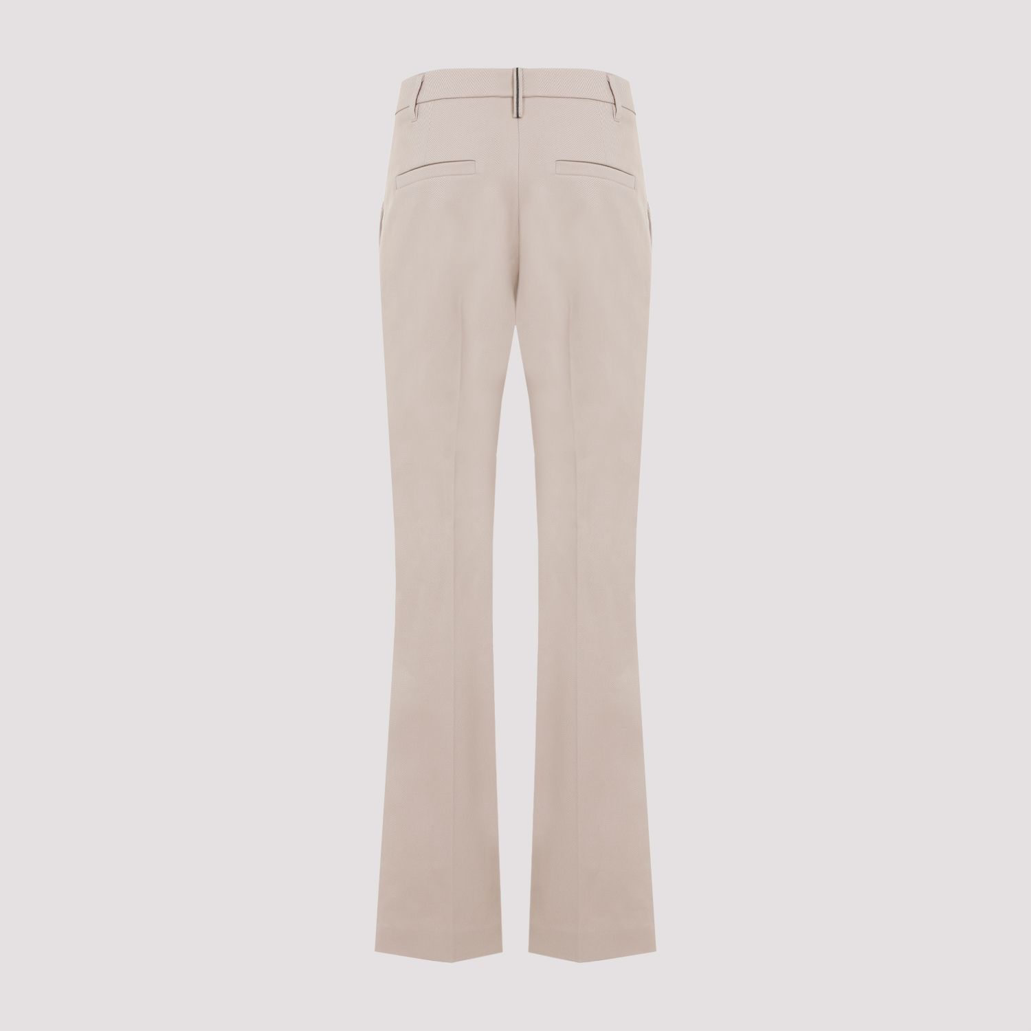BRUNELLO CUCINELLI  Pantaloni in Cotone Sabbia con Dettaglio Monili Brunello Cucinelli Promozione