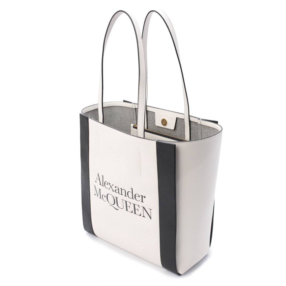 ALEXANDER MCQUEEN  Shopper Tote in Pelle di Vitello Bianca Alexander McQueen I Più Venduti