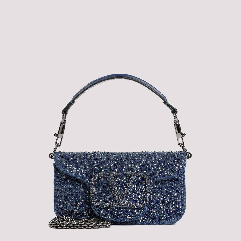 VALENTINO GARAVANI  Borsa a Spalla Piccola Blu con Strass di Valentino Garavani Moda