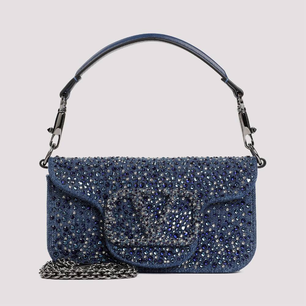 VALENTINO GARAVANI  Borsa a Spalla Piccola Blu con Strass di Valentino Garavani Moda