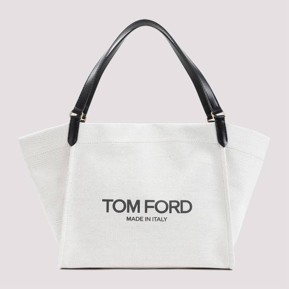 TOM FORD  Borsa Tote Shopper Cotone e Pelle Nera Tom Ford Qualità