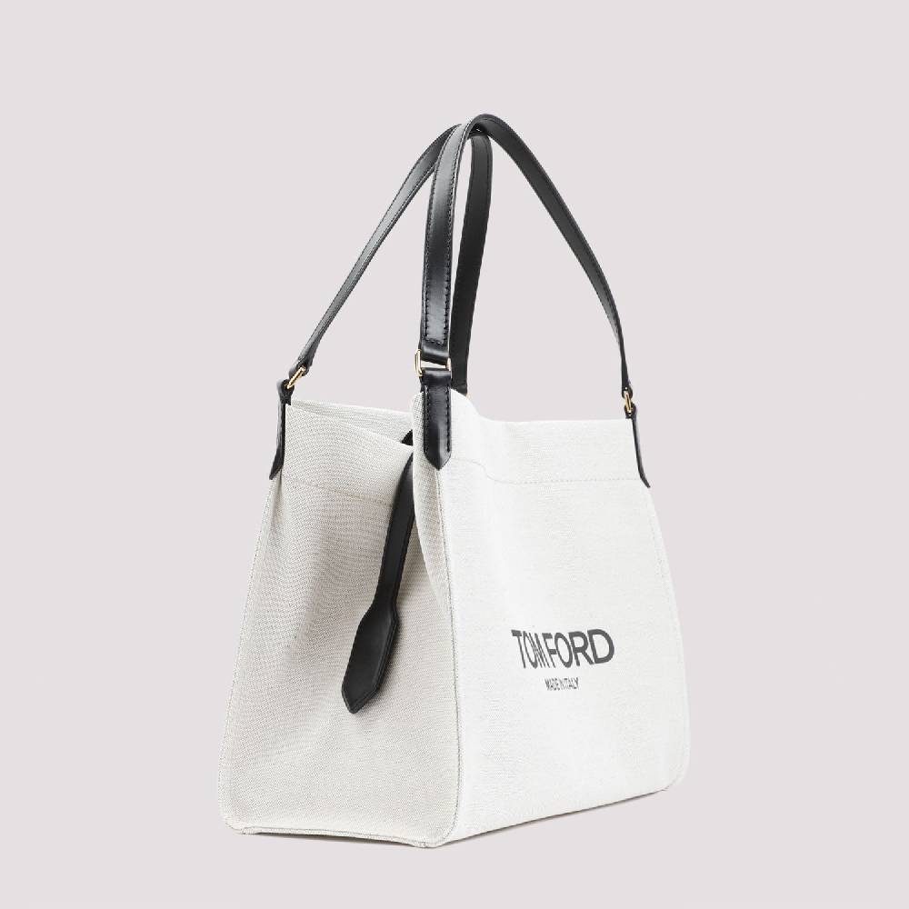 TOM FORD  Borsa Tote Shopper Cotone e Pelle Nera Tom Ford Qualità