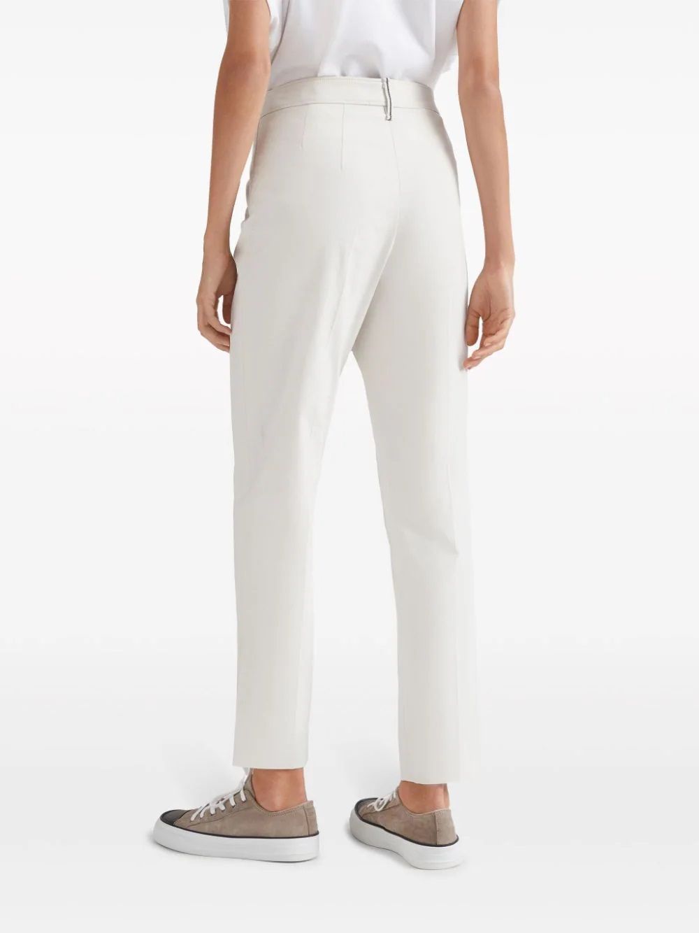 BRUNELLO CUCINELLI  Pantaloni Donna Bianchi in Cotone Elasticizzato Brunello Cucinelli Sottocosto