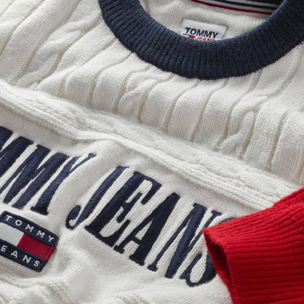 TOMMY JEANS  Felpa di Cotone Bianca Tommy Jeans Donna Offerta