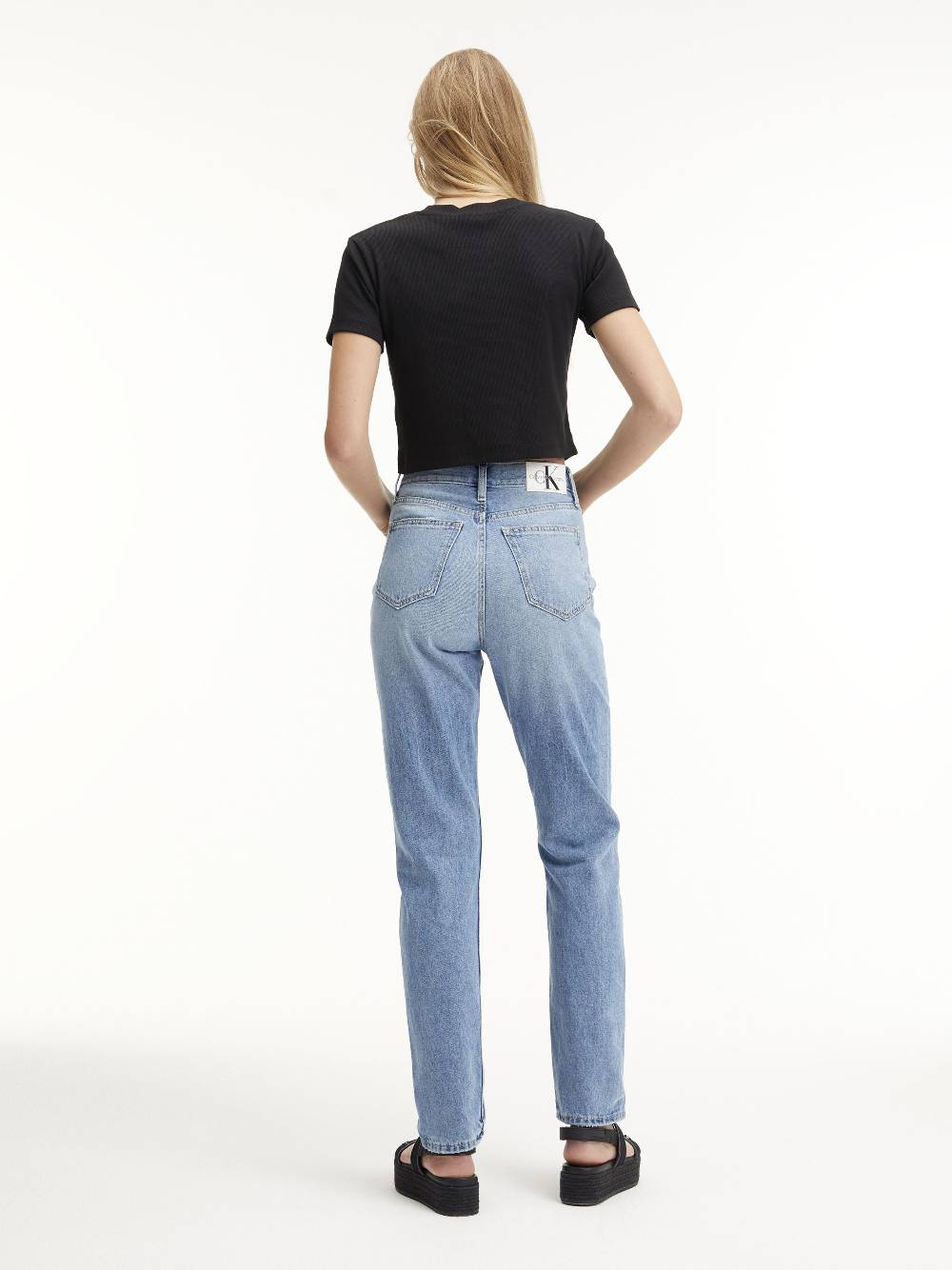 CALVIN KLEIN  Jeans Slim Fit a Vita Alta Calvin Klein in Azzurro Online