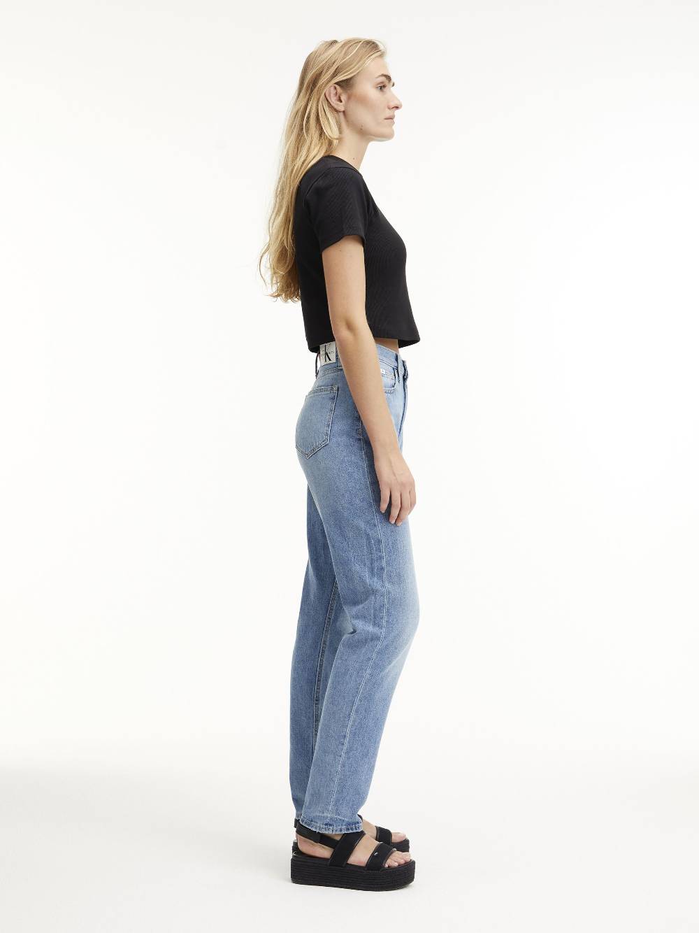 CALVIN KLEIN  Jeans Slim Fit a Vita Alta Calvin Klein in Azzurro Online