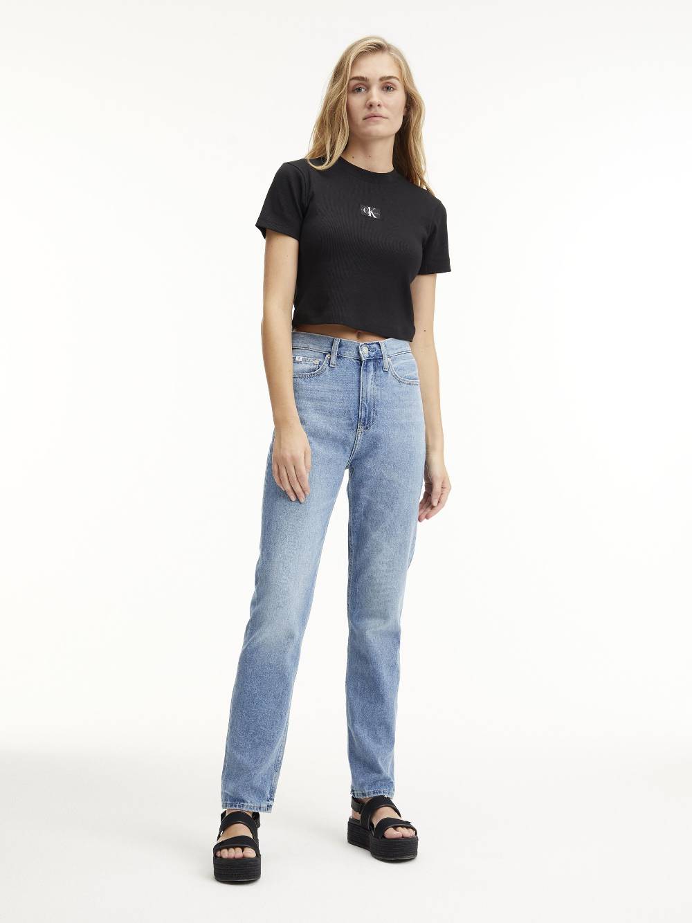 CALVIN KLEIN  Jeans Slim Fit a Vita Alta Calvin Klein in Azzurro Online