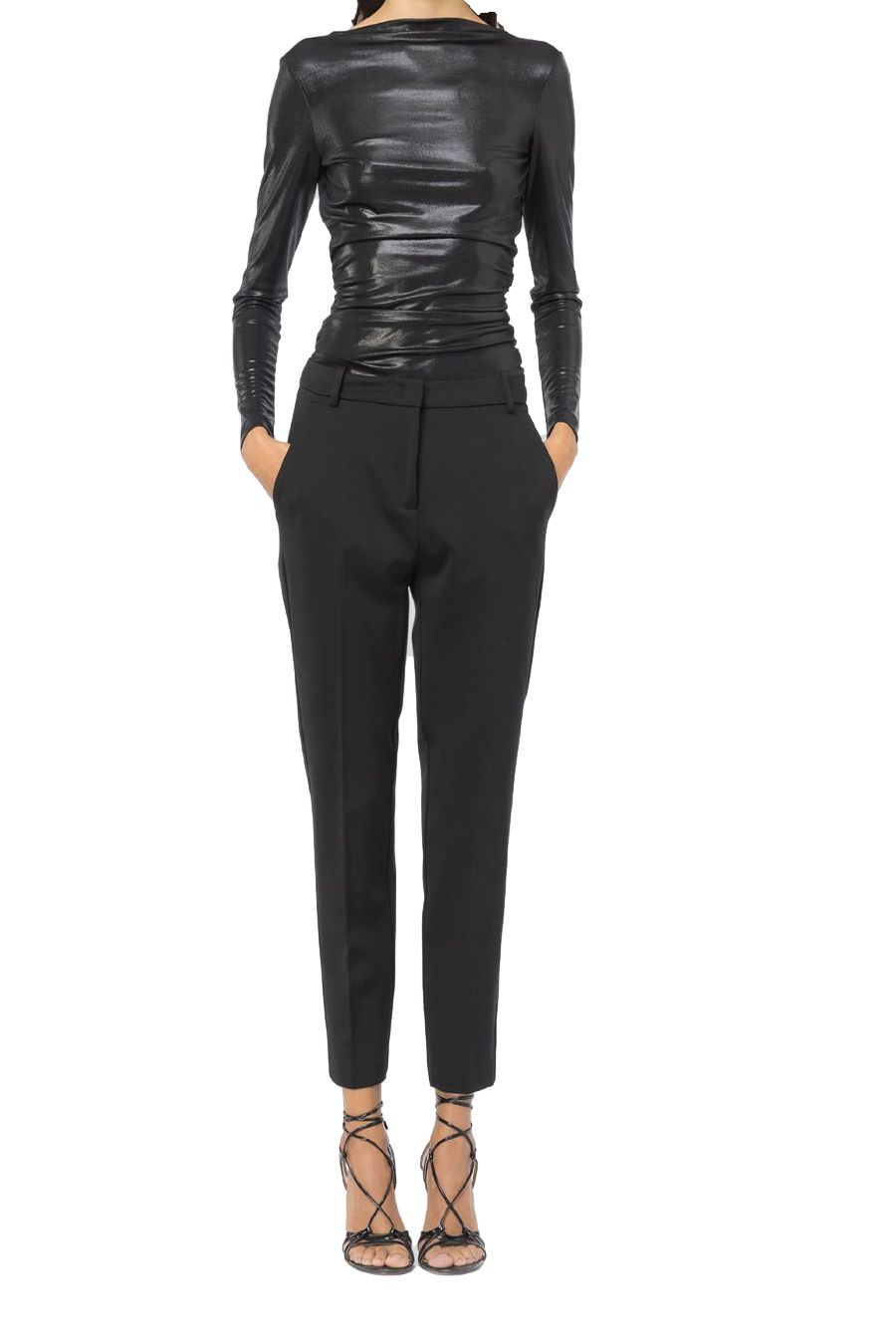 PINKO  Pantaloni Neri in Misto Viscosa PINKO da Donna In Vendita