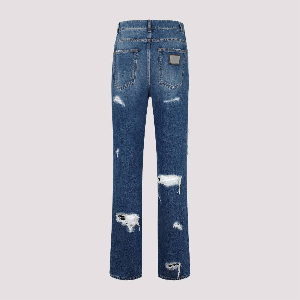 DOLCE & GABBANA  Jeans Distressed Cotone Blu Dolce & Gabbana Saldi