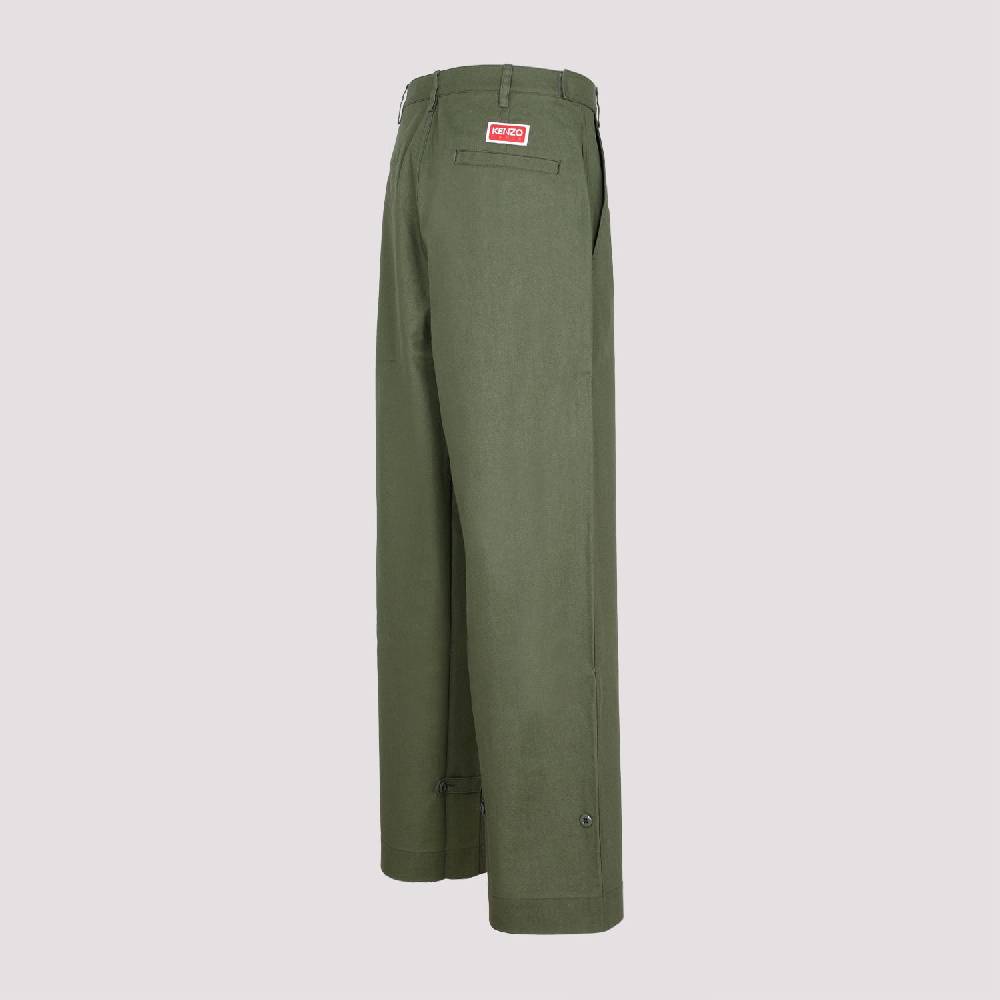 KENZO  Pantaloni Oversize in Cotone Kaki Scuro da Uomo KENZO Offerte