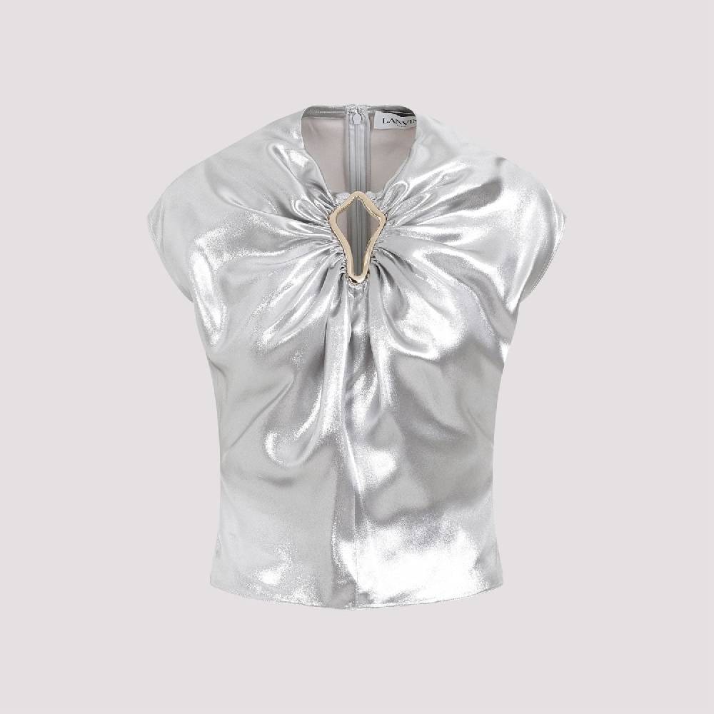 LANVIN  Top Drappeggiato Argento Metallizzato Lanvin - Viscosa Vendita