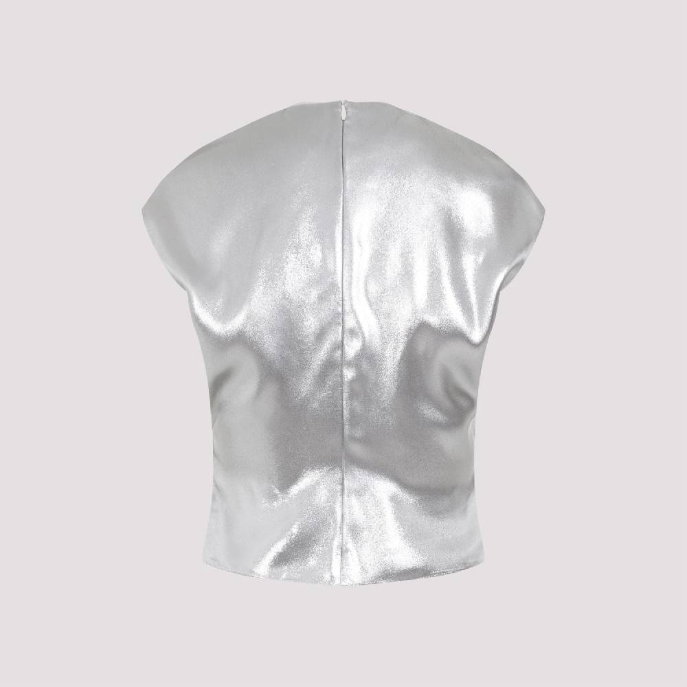 LANVIN  Top Drappeggiato Argento Metallizzato Lanvin - Viscosa Vendita