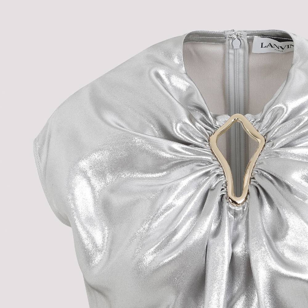LANVIN  Top Drappeggiato Argento Metallizzato Lanvin - Viscosa Vendita