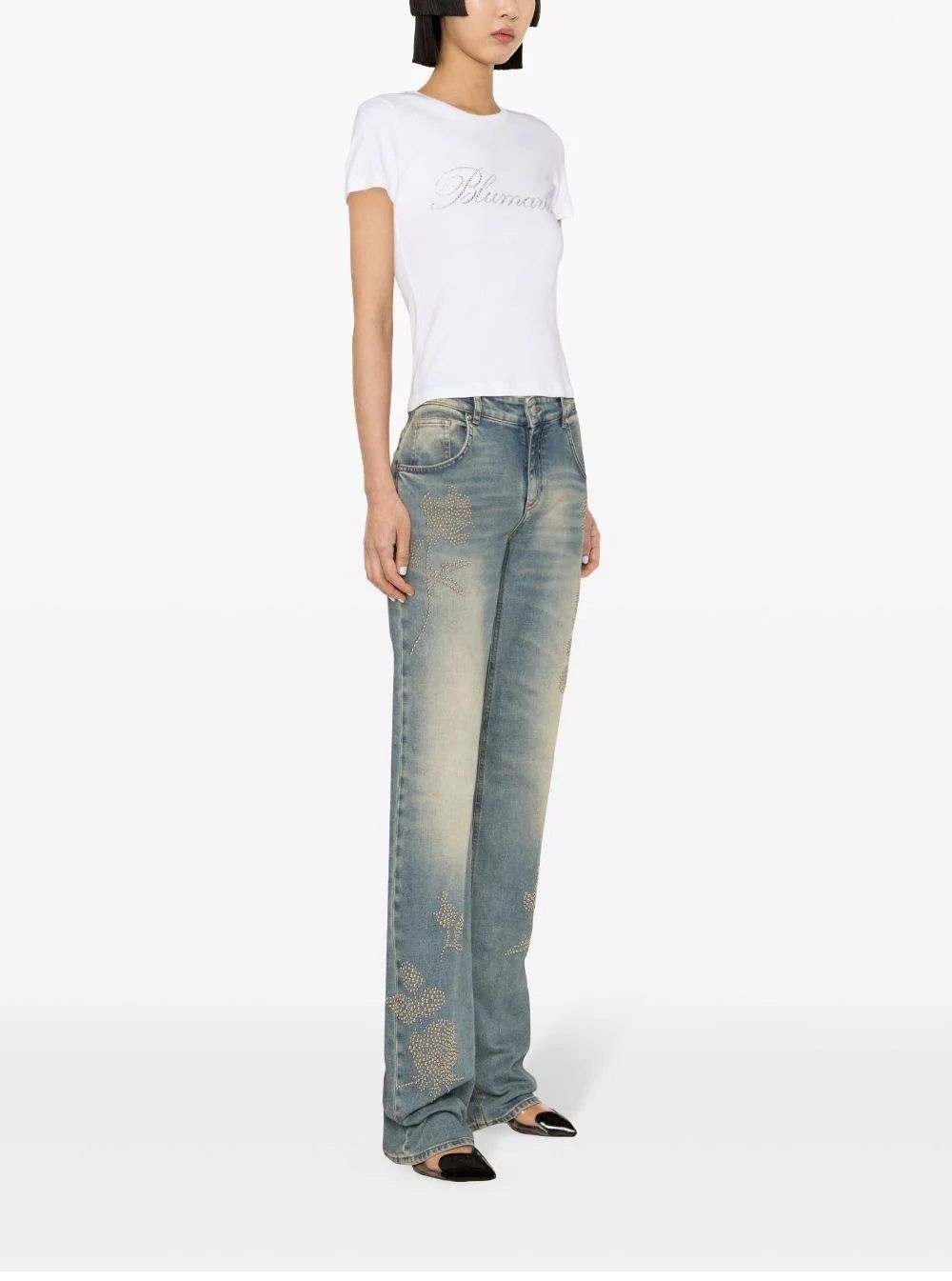 BLUMARINE  T-Shirt da Donna BLUMARINE in Cotone Bianco con Logo Promozione