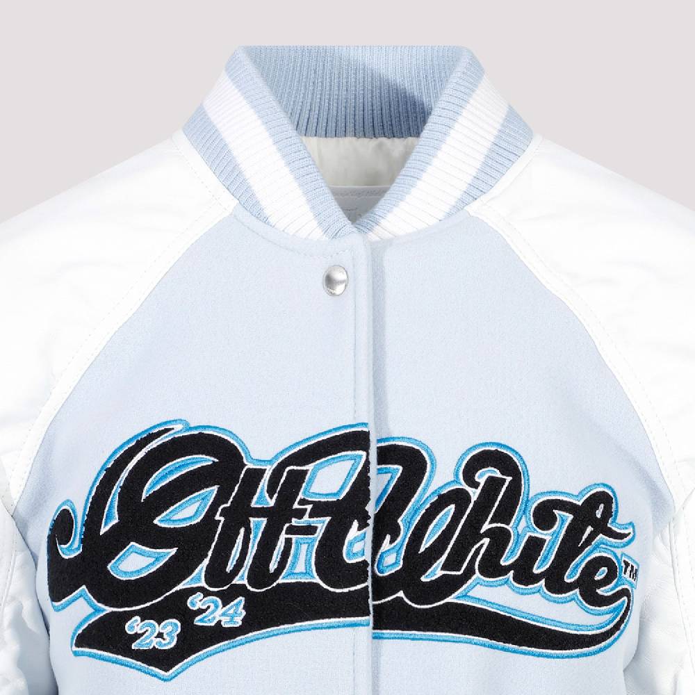OFF-WHITE  Giacca Varsity in Pelle e Lana Blu Off-White Pezzi Unici