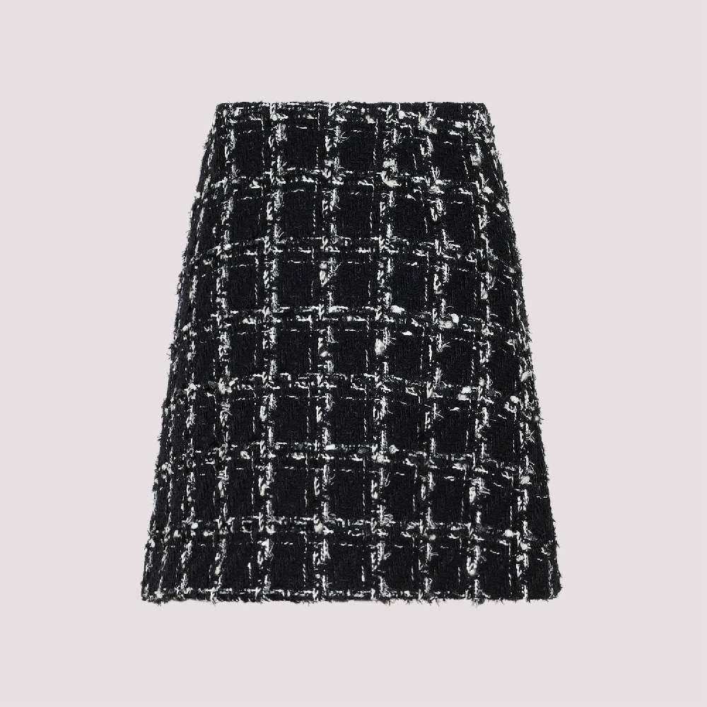 GIAMBATTISTA VALLI  Minigonna in Tweed Giambattista Valli - Quadri Bianco e Nero Soddisfazione Garantita