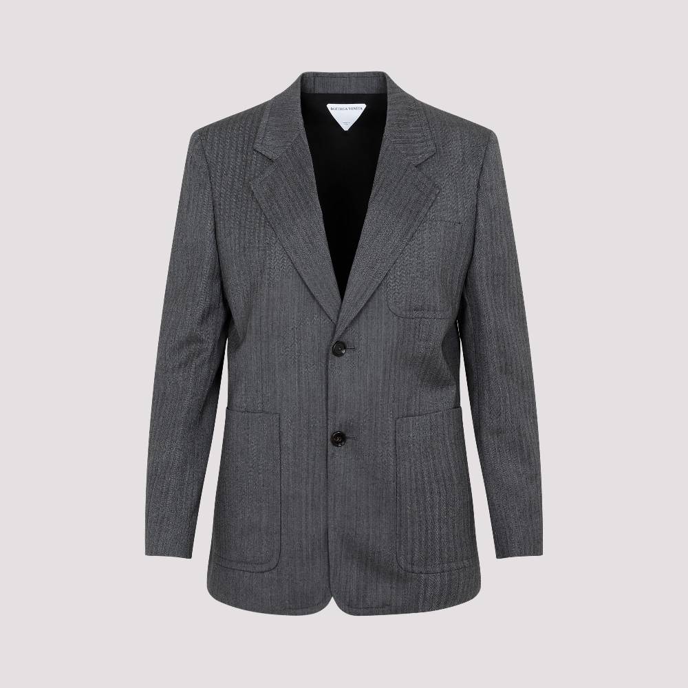BOTTEGA VENETA  Blazer di Lana Chevron Grigio Bottega Veneta per Donna Shopping Online