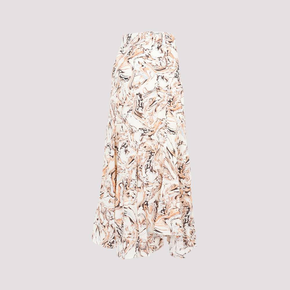 ISABEL MARANT  Gonna in Seta Toscane Isabel Marant Beige con Motivo Geometrico Prezzo Ridotto