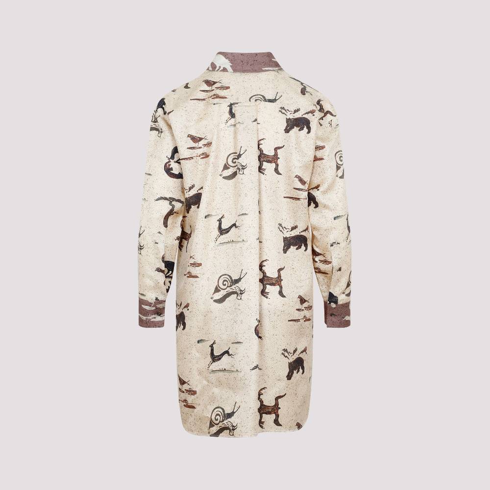 LOEWE  Camicia Oversize da Donna Loewe in Seta Beige con Stampa Animalier Online
