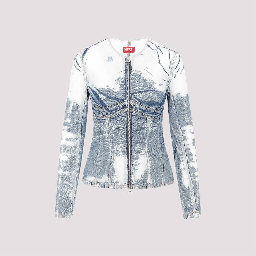 DIESEL  Giacca di Jeans Strappata Blu DIESEL in Cotone da Donna In Vendita