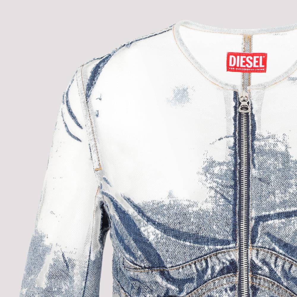 DIESEL  Giacca di Jeans Strappata Blu DIESEL in Cotone da Donna In Vendita