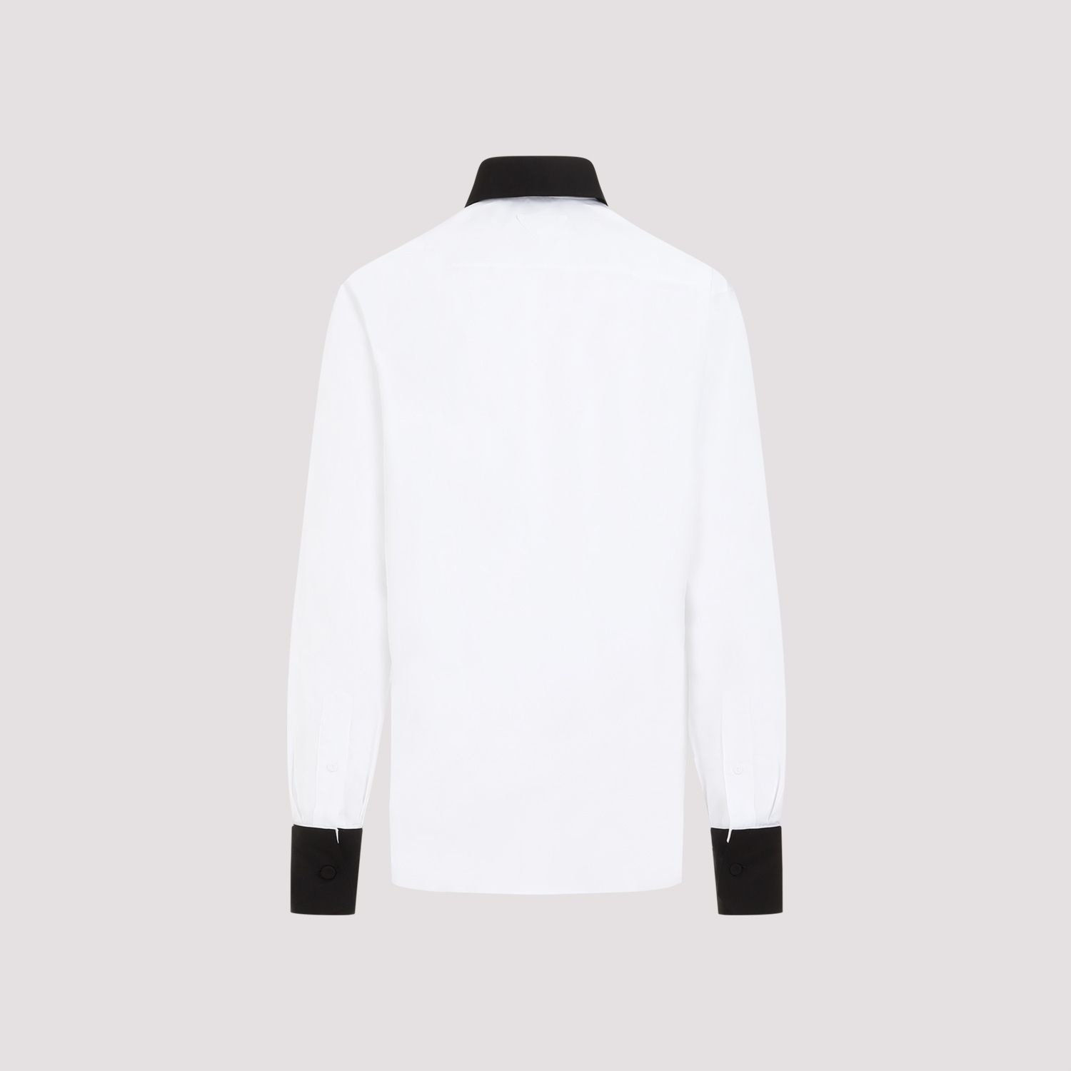 PRADA  Camicia Prada Uomo Cotone Bianco con Colletto a Contrasto Nero Hotsell