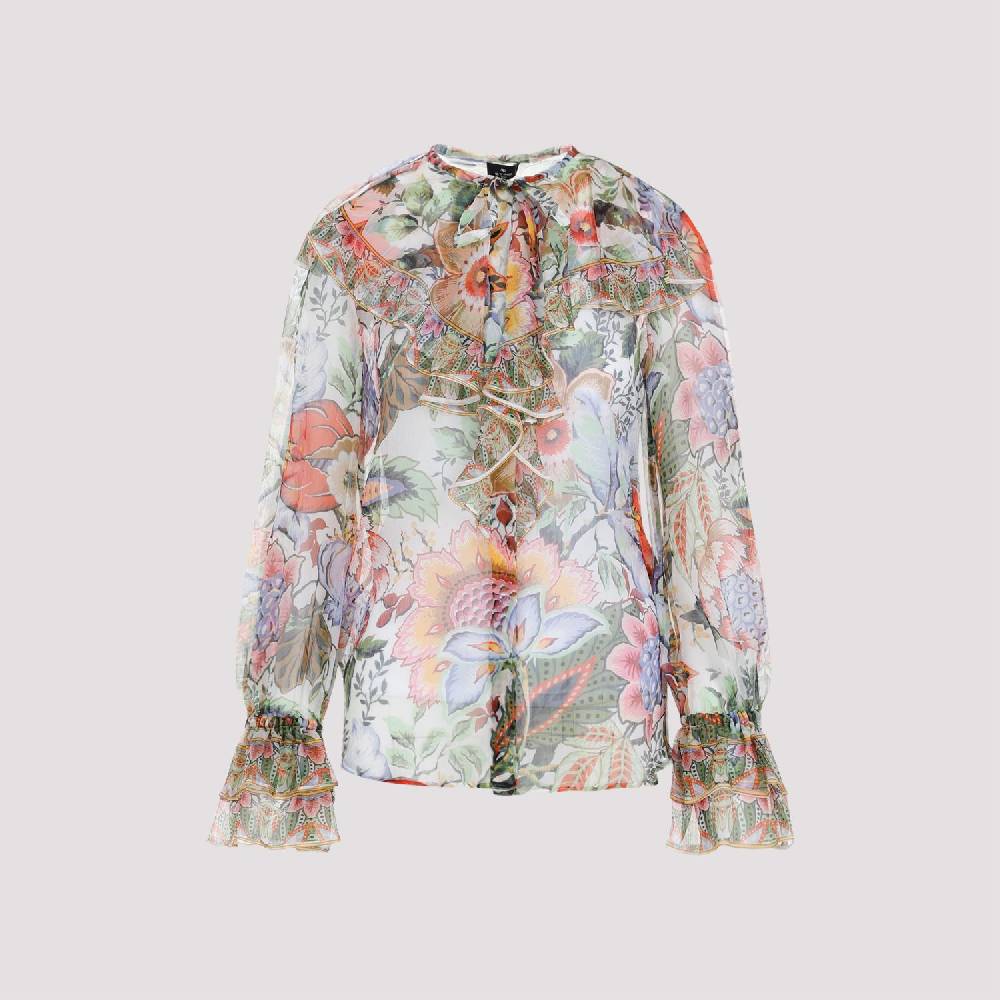 ETRO  Camicia ETRO in Seta Floreale con Ruche - Multicolore Vendita Economica