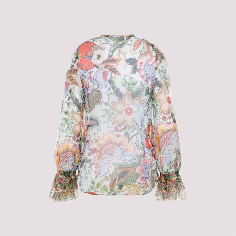 ETRO  Camicia ETRO in Seta Floreale con Ruche - Multicolore Vendita Economica