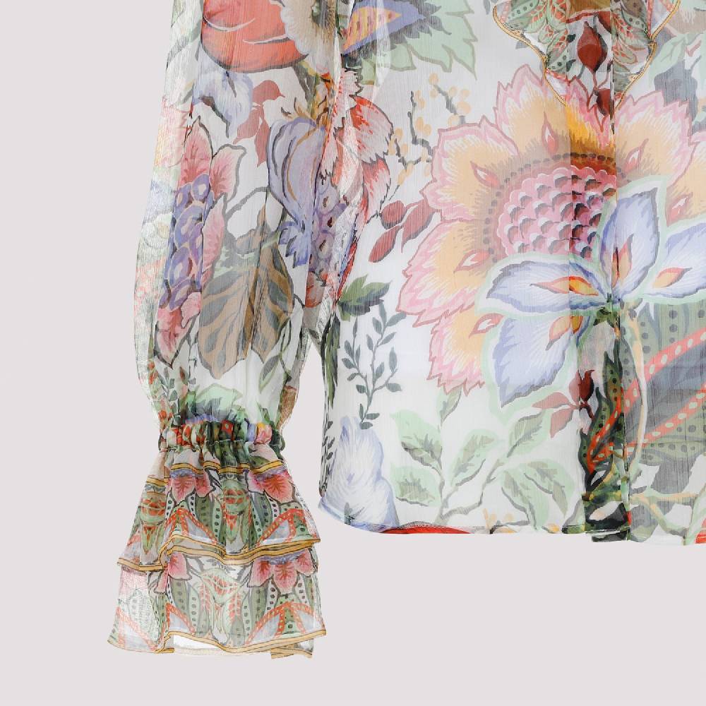 ETRO  Camicia ETRO in Seta Floreale con Ruche - Multicolore Vendita Economica