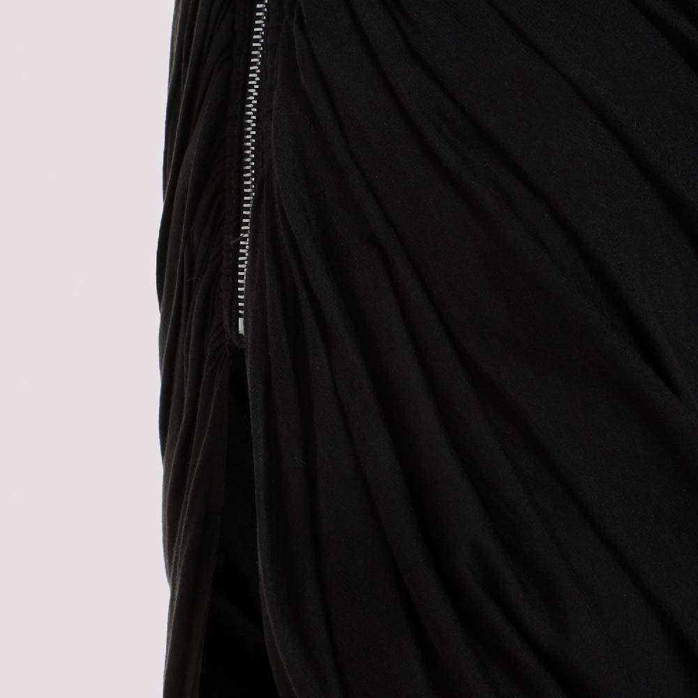 RICK OWENS  Abito Drappeggiato Monospalla Nero in Cotone di Rick Owens Saldi Di Fabbrica