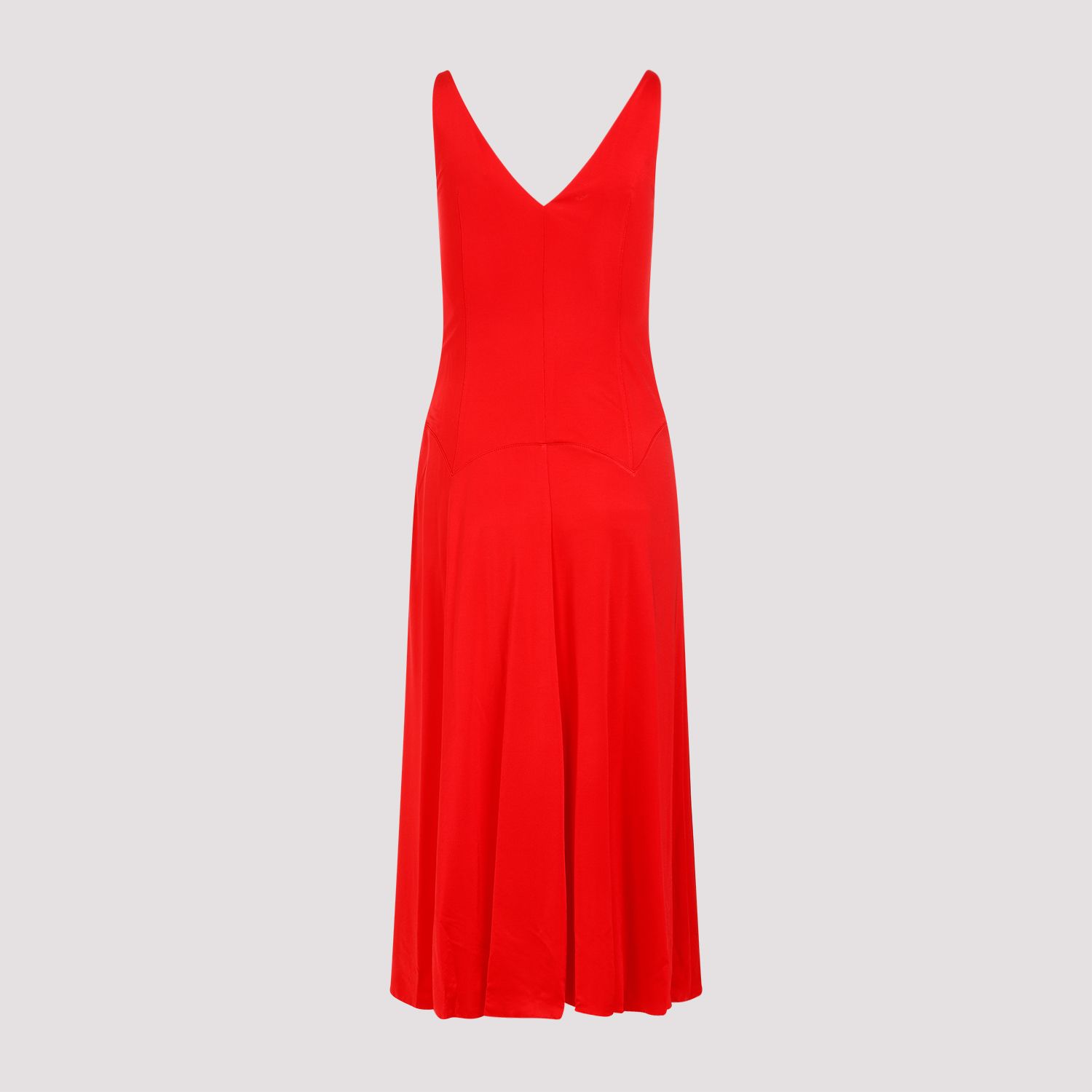 LANVIN  Abito Midi Rosso A-Line Senza Maniche Lanvin Nuova
