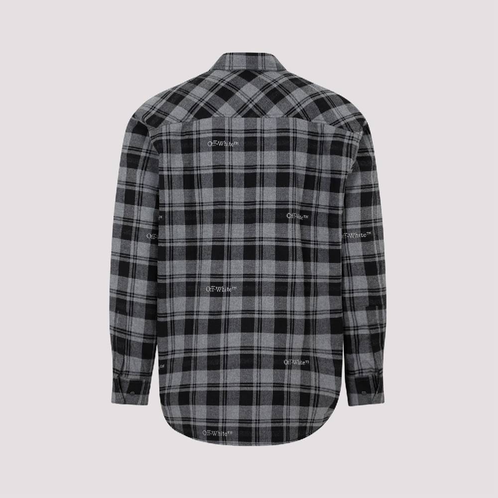 OFF-WHITE  Camicia Overshirt a Quadri in Cotone Grigio da Uomo Off-White Moda