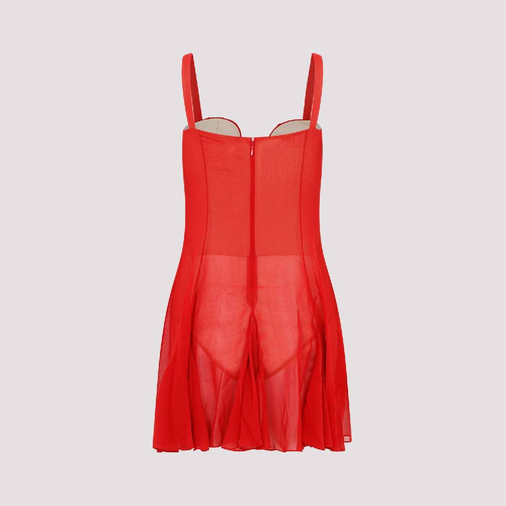 NENSI DOJAKA  Abito Mini Asimmetrico Rosso di Seta Nensi Dojaka Italy