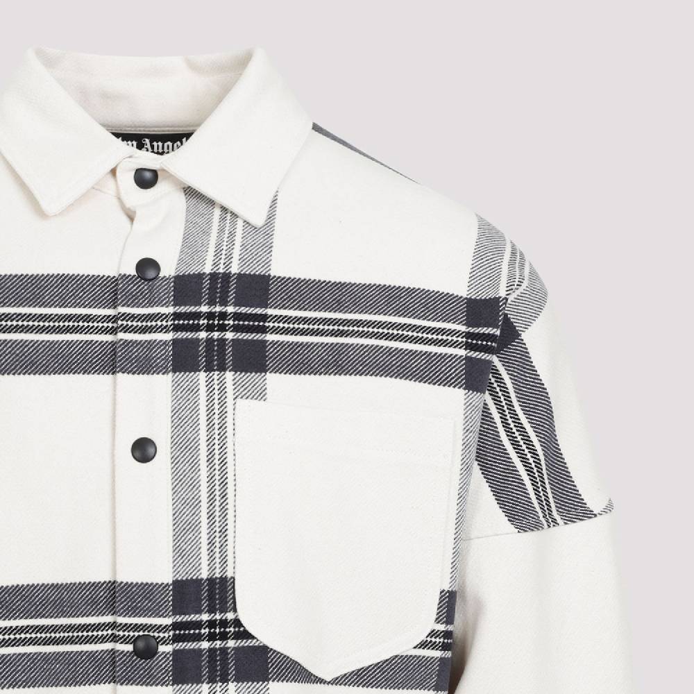 PALM ANGELS  Camicia Overshirt a Quadri Bianco Spento Palm Angels - Uomo 2025