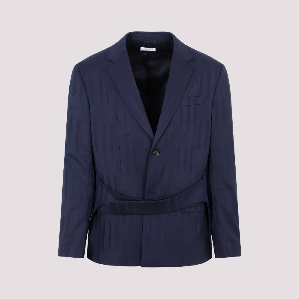 OFF-WHITE  Giacca Uomo Off-White in Lana Blu Shibori Nuovo