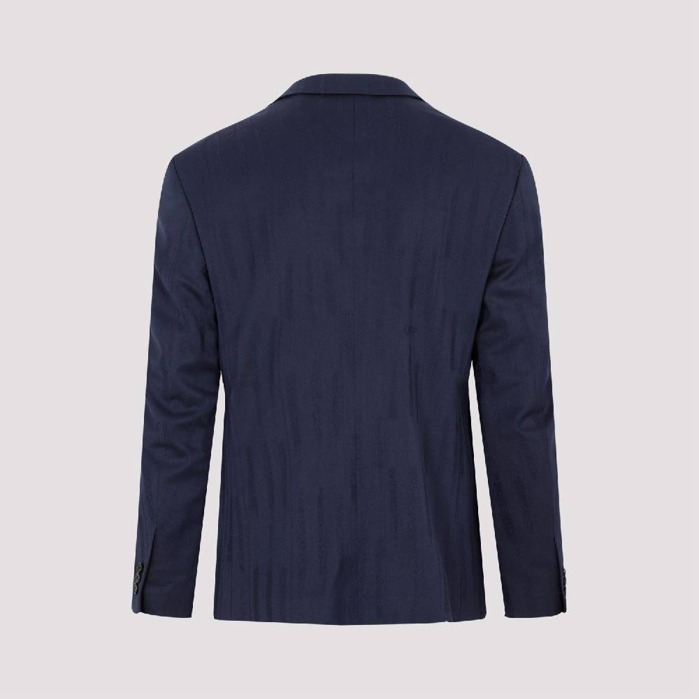 OFF-WHITE  Giacca Uomo Off-White in Lana Blu Shibori Nuovo