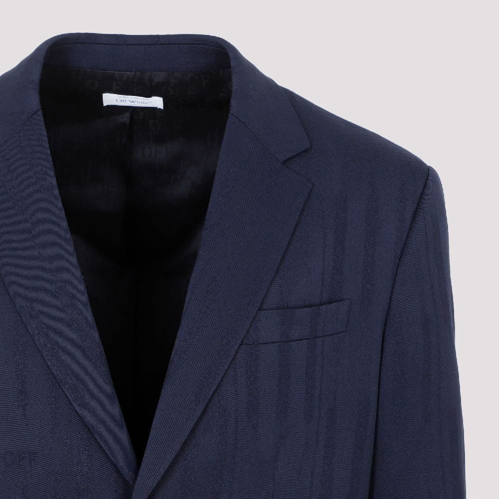 OFF-WHITE  Giacca Uomo Off-White in Lana Blu Shibori Nuovo