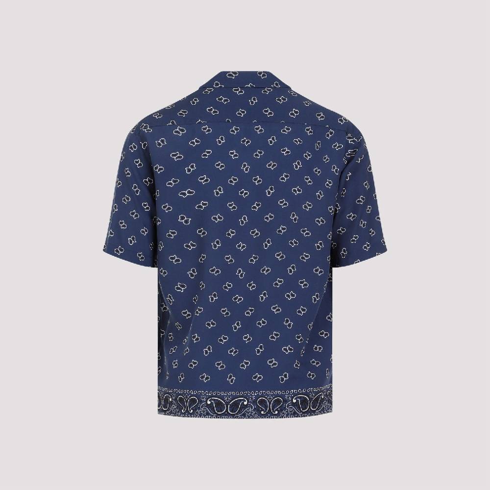 PALM ANGELS  Camicia Bowling Blu Navy Paisley Palm Angels Uomo Qualità