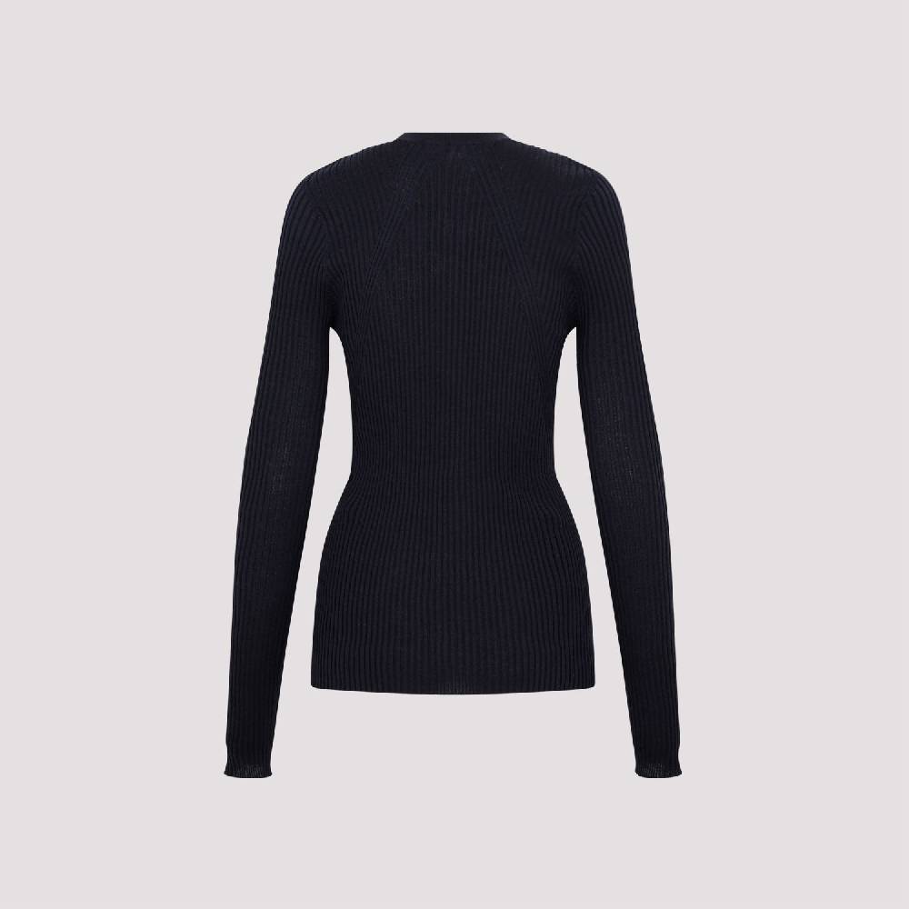 JIL SANDER  Cardigan Blu Notte in Lana e Seta da Donna Jil Sander Spedizione Gratuita