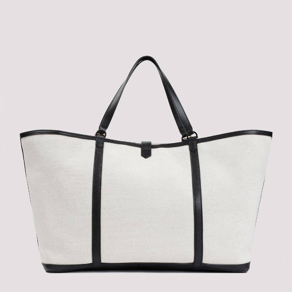 TOM FORD  Borsa Shopper TOM FORD in Cotone e Pelle Nera Soddisfazione Garantita