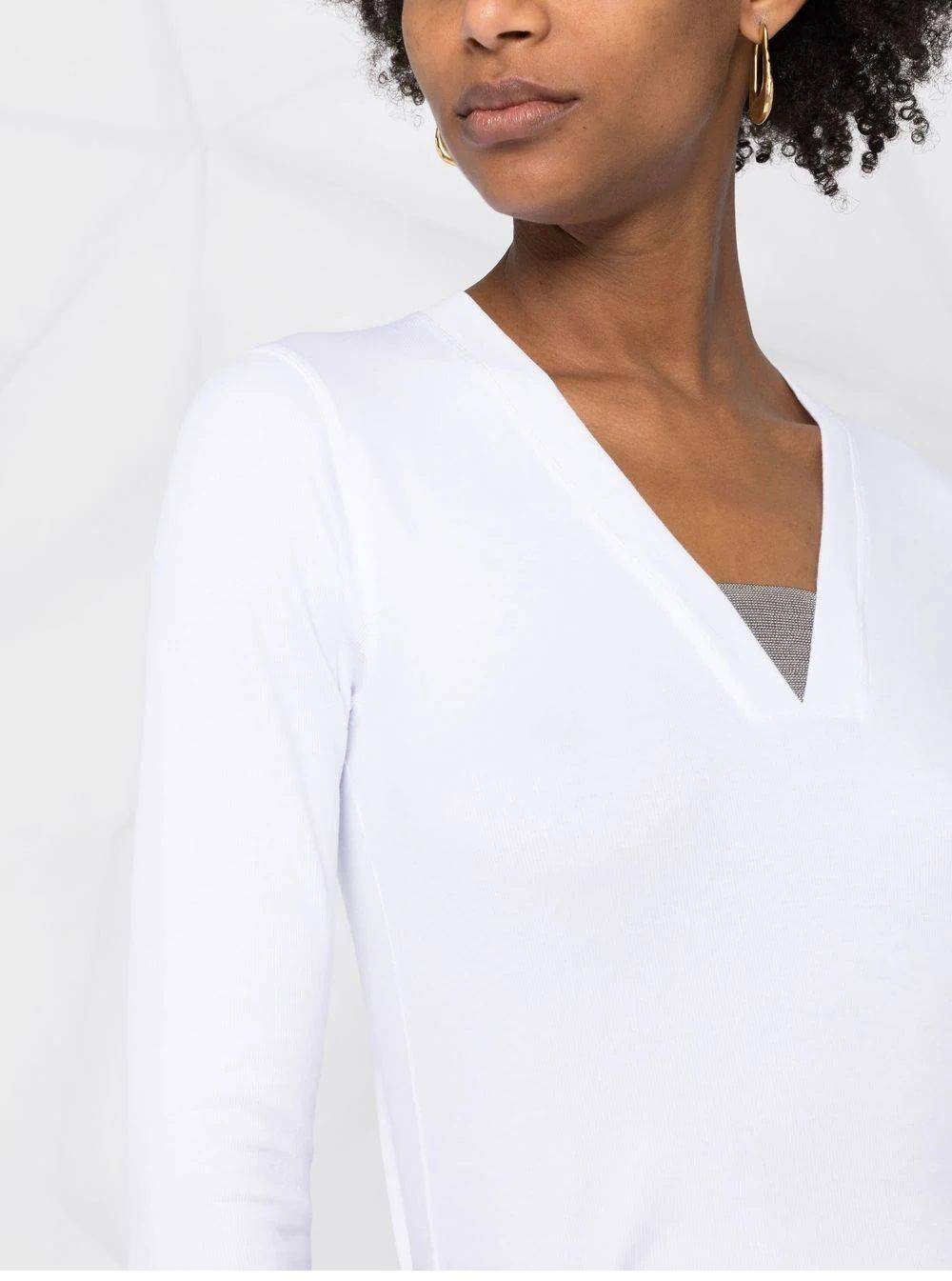 BRUNELLO CUCINELLI  Maglione Bianco Scollo a V BRUNELLO CUCINELLI da Donna Fino Al -60%