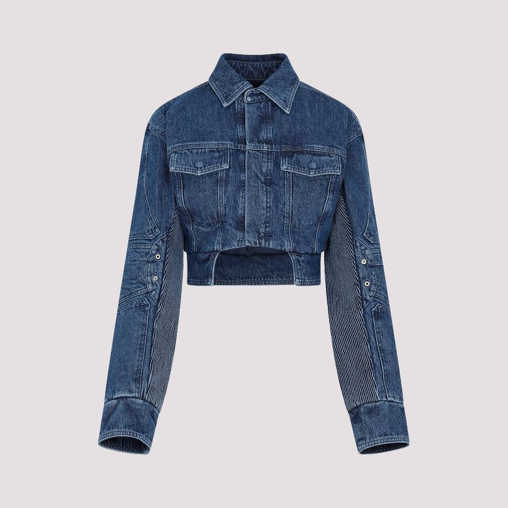 OFF-WHITE  Giacca Moto Cropped Denim Blu Off-White Convenienza