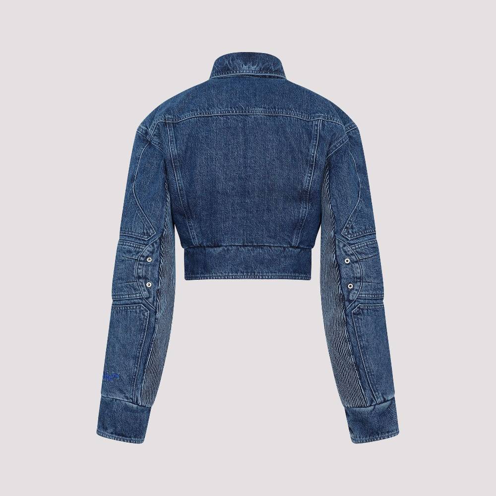OFF-WHITE  Giacca Moto Cropped Denim Blu Off-White Convenienza
