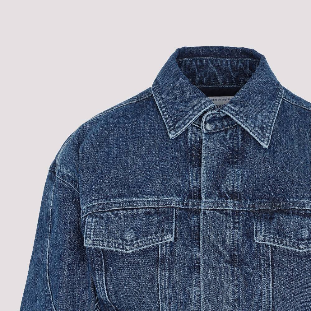 OFF-WHITE  Giacca Moto Cropped Denim Blu Off-White Convenienza