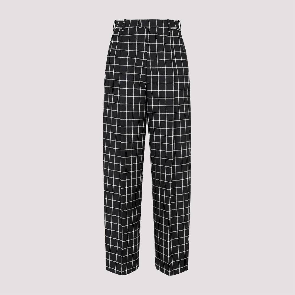 MARNI  Pantaloni Dritti di Lana a Quadri Neri MARNI per Donna Novità